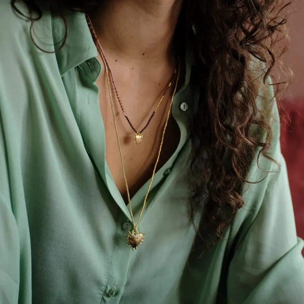 A BEAUTIFUL STORY BS ADVENTUROUS ROSE QUARTZ NECKLACE (HART)