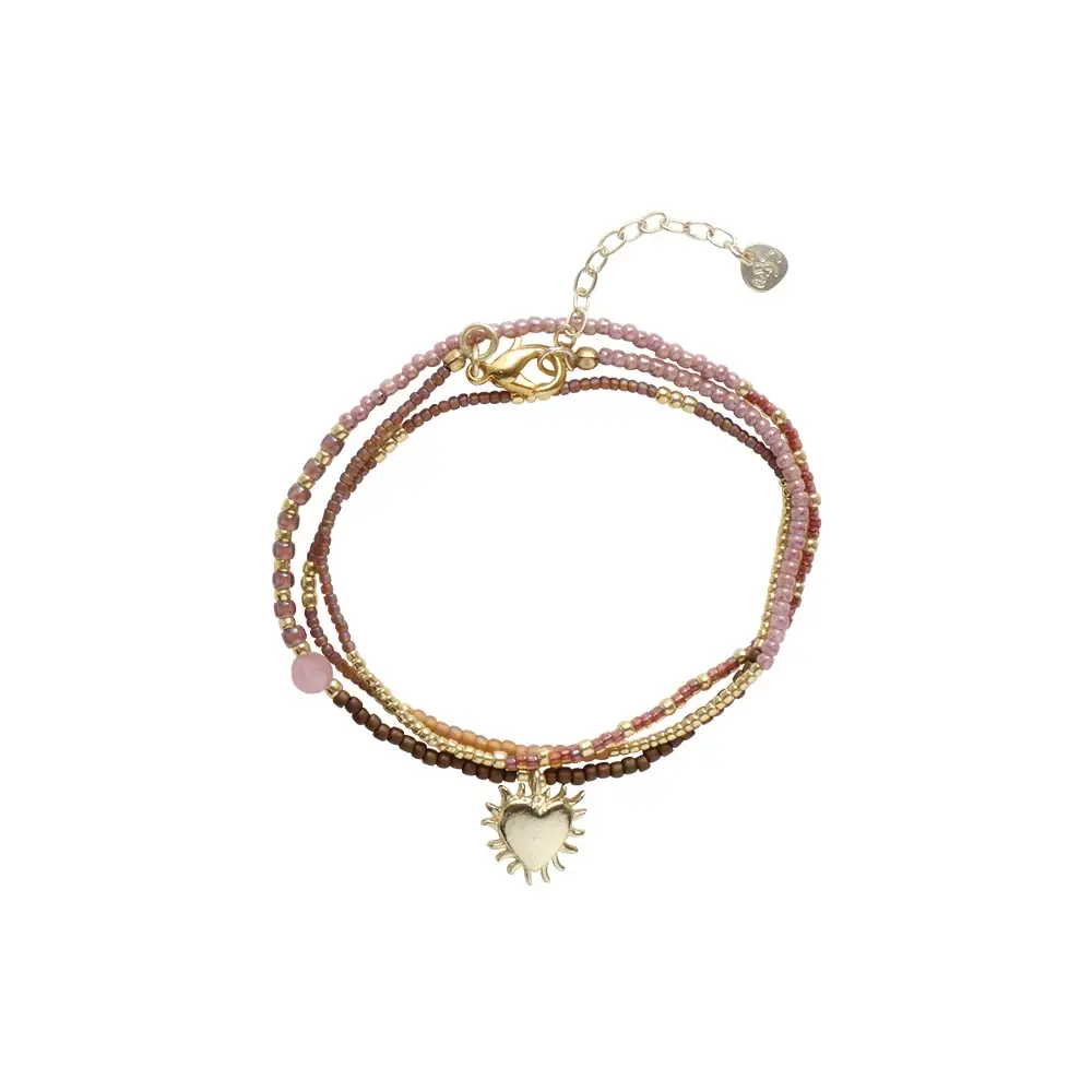 A BEAUTIFUL STORY BS ADVENTUROUS ROSE QUARTZ NECKLACE (HART)