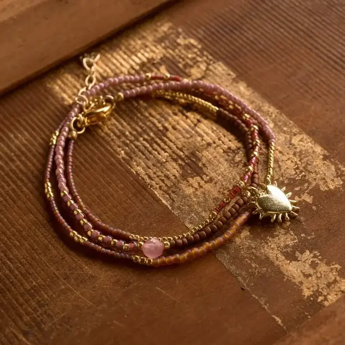 A BEAUTIFUL STORY BS ADVENTUROUS ROSE QUARTZ NECKLACE (HART)