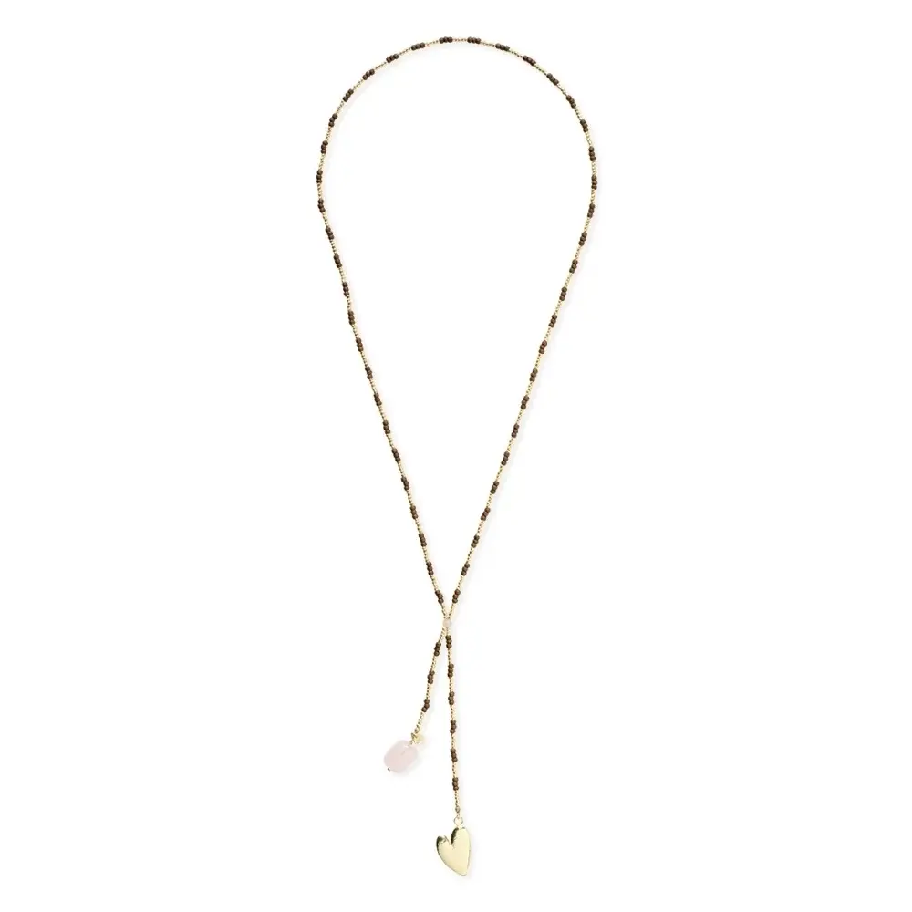 A BEAUTIFUL STORY BS ENTIRE ROSE QUARTZ NECKLACE (HART)