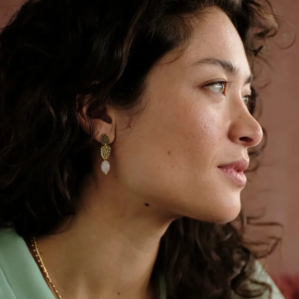 A BEAUTIFUL STORY BS DRIFTING ROSE QUARTZ EARRINGS