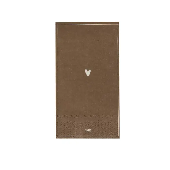 ZUSSS ZUSSS SERVETTEN RECHTHOEK HAPPINESS SAND / DARK BROWN