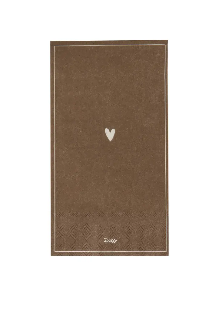ZUSSS ZUSSS SERVETTEN RECHTHOEK HAPPINESS SAND / DARK BROWN