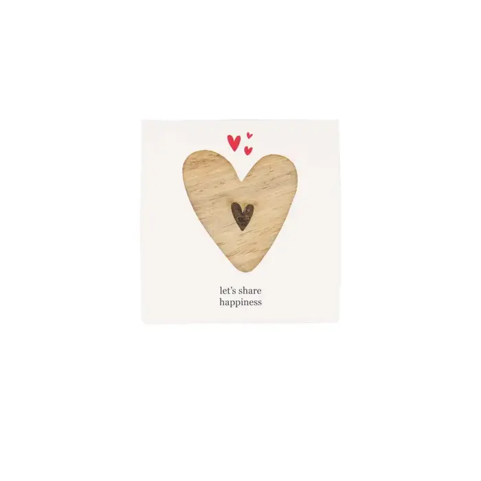 ZUSSS ZUSSS SET OF 4 WOODEN COASTERS HEART NATUREL