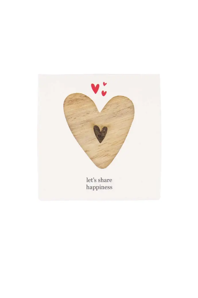 ZUSSS ZUSSS SET OF 4 WOODEN COASTERS HEART NATUREL