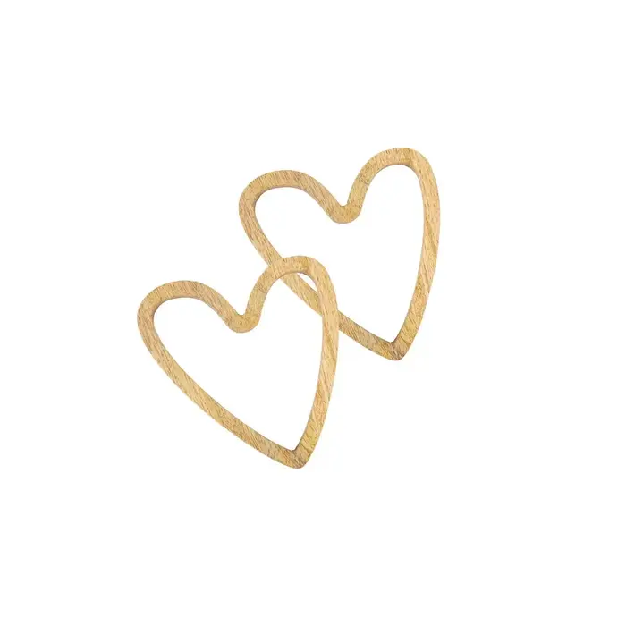 ZUSSS ZUSSS SET OF 2 TRIVETS WOOD HEART SHAPE NATUREL