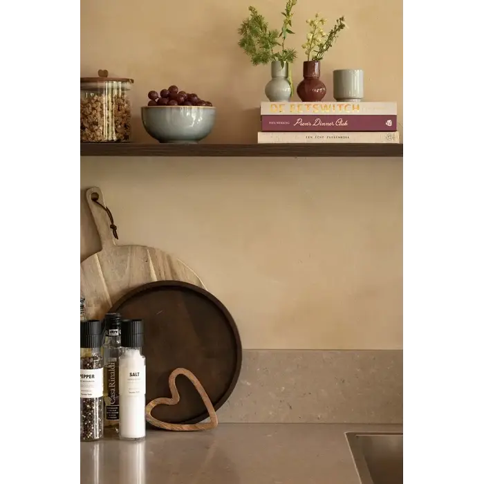 ZUSSS ZUSSS SET OF 2 TRIVETS WOOD HEART SHAPE NATUREL