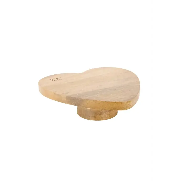 ZUSSS ZUSSS SERVING TRAY WOOD HEART SHAPE HAPPY HOME NATUREL