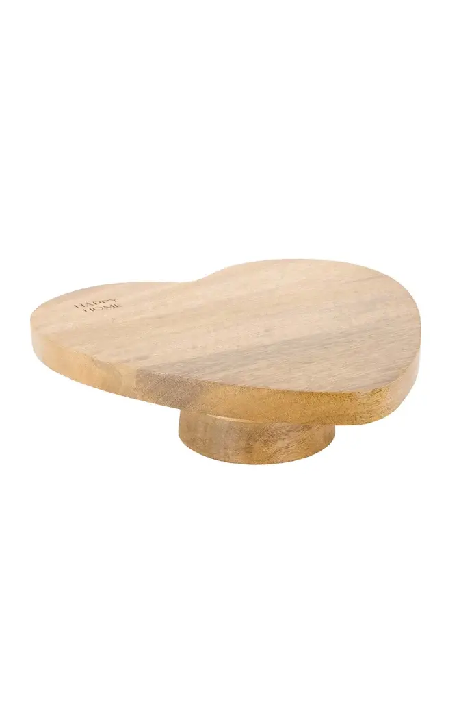 ZUSSS ZUSSS SERVING TRAY WOOD HEART SHAPE HAPPY HOME NATUREL