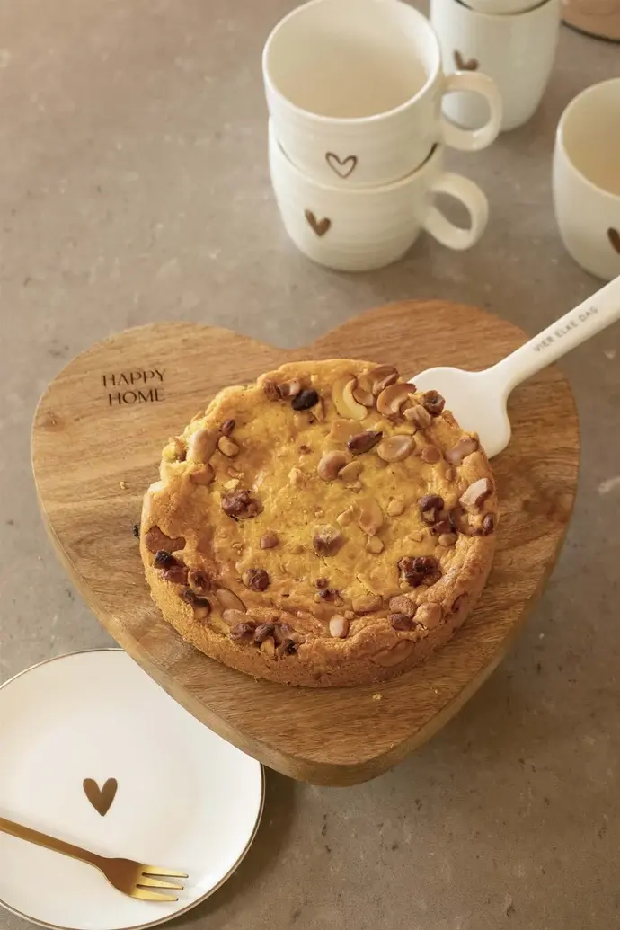 ZUSSS ZUSSS SERVING TRAY WOOD HEART SHAPE HAPPY HOME NATUREL