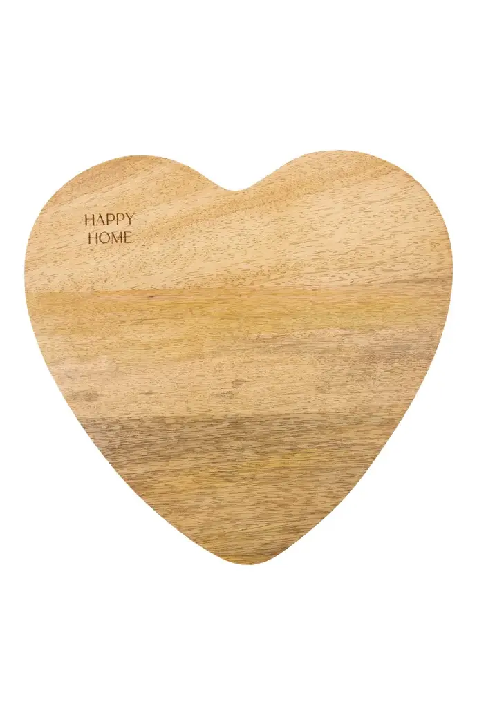 ZUSSS ZUSSS SERVING TRAY WOOD HEART SHAPE HAPPY HOME NATUREL
