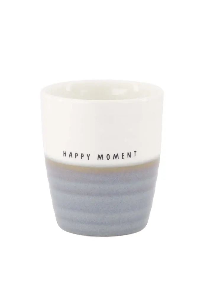 ZUSSS ZUSSS COFFEE MUG HAPPY MOMENT WHITE / ASH BLUE