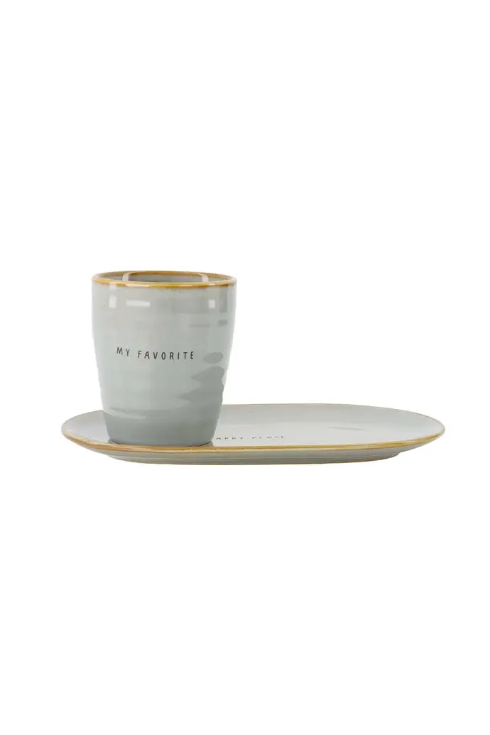 ZUSSS ZUSSS SERVING PLATE HAPPY PLACE ASH BLUE