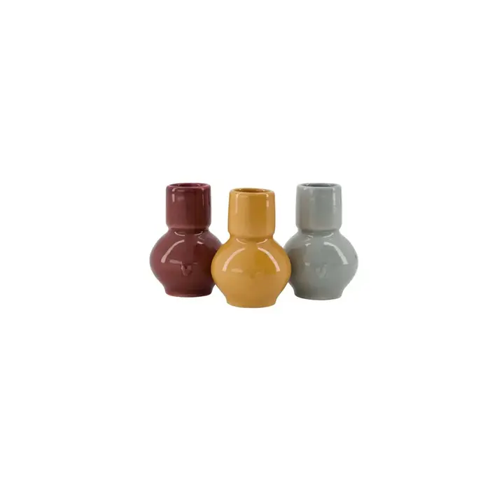 ZUSSS ZUSSS SET OF 3 VASES CERAMIC HEART MULTICOLOR