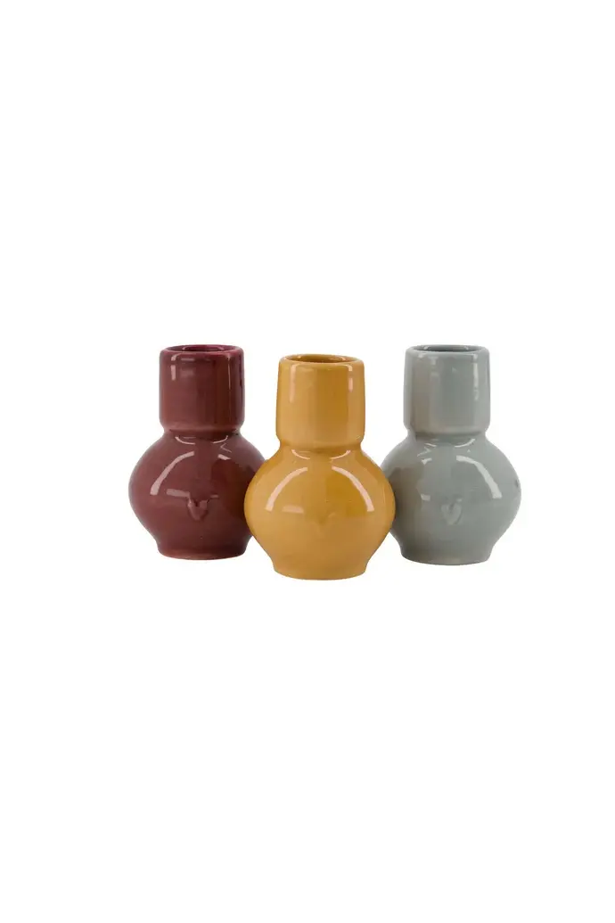 ZUSSS ZUSSS SET OF 3 VASES CERAMIC HEART MULTICOLOR