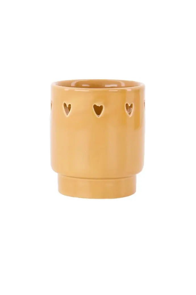 ZUSSS ZUSSS TEALIGHT HOLDER CERAMIC HEARTS CAMEL