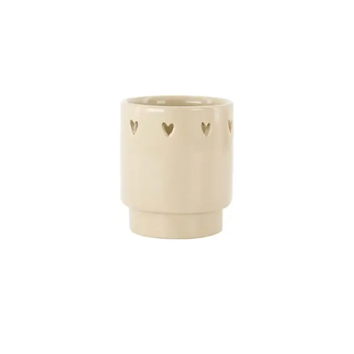 ZUSSS ZUSSS TEALIGHT HOLDER CERAMIC HEARTS SAND