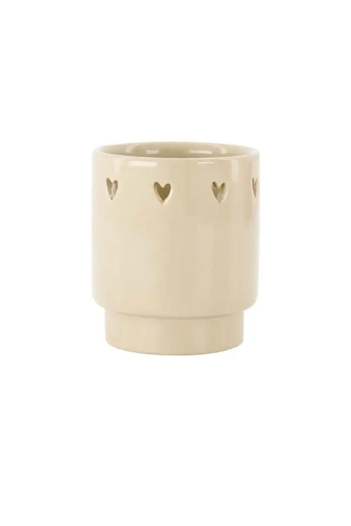 ZUSSS ZUSSS TEALIGHT HOLDER CERAMIC HEARTS SAND
