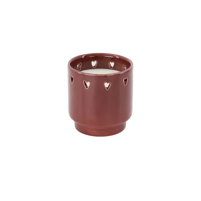 ZUSSS ZUSSS SCENTED CANDLE CERAMIC HEARTS DARK RED