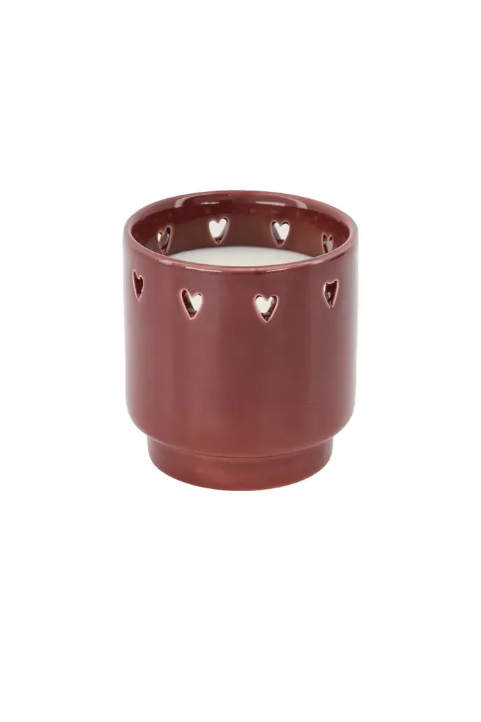 ZUSSS ZUSSS SCENTED CANDLE CERAMIC HEARTS DARK RED