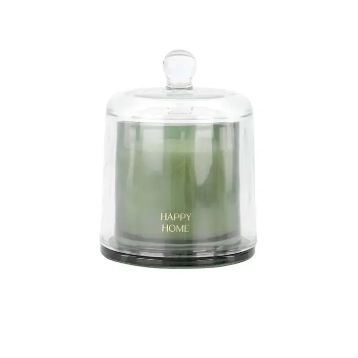 ZUSSS ZUSSS SCENTED CANDLE GLASS WITH DOME HAPPY HOME DARK GREEN