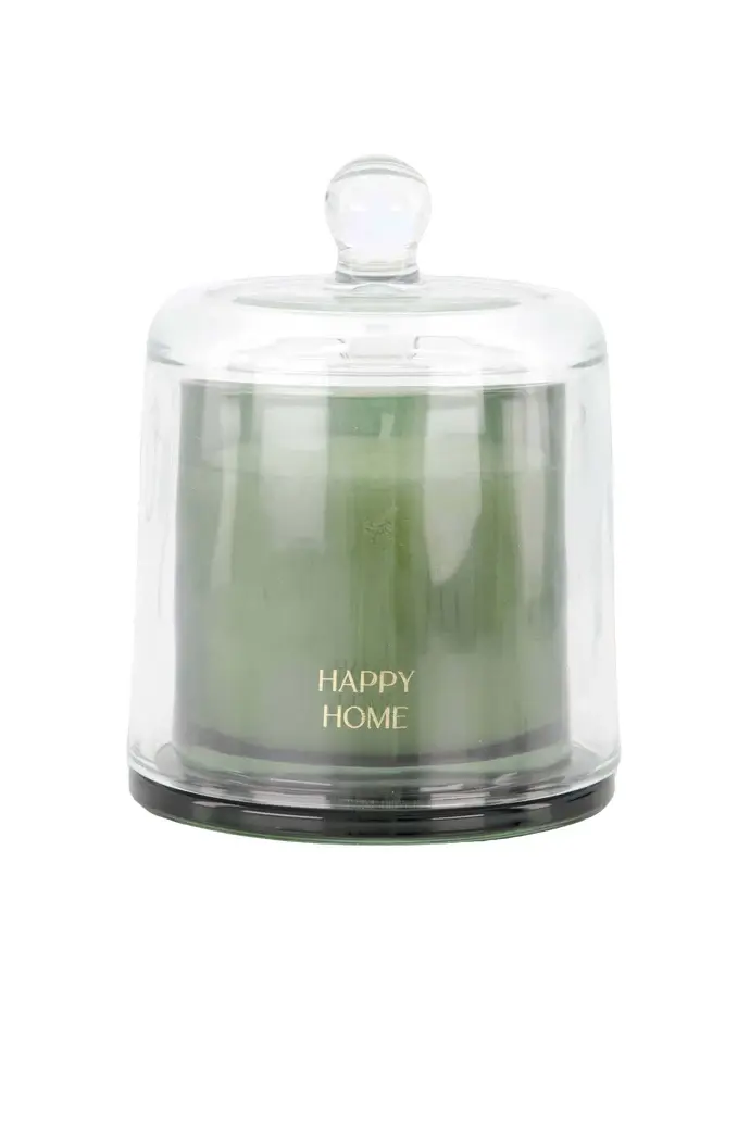 ZUSSS ZUSSS SCENTED CANDLE GLASS WITH DOME HAPPY HOME DARK GREEN