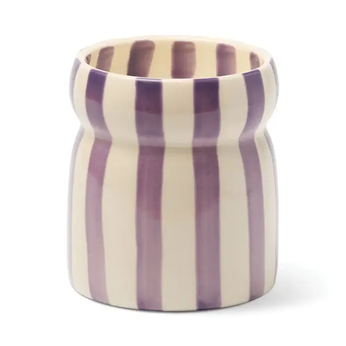 PADDYWAX PADDYWAX CABANA PURPLE STRIPED CERAMIC CANDLE WAIKIKI WATERS