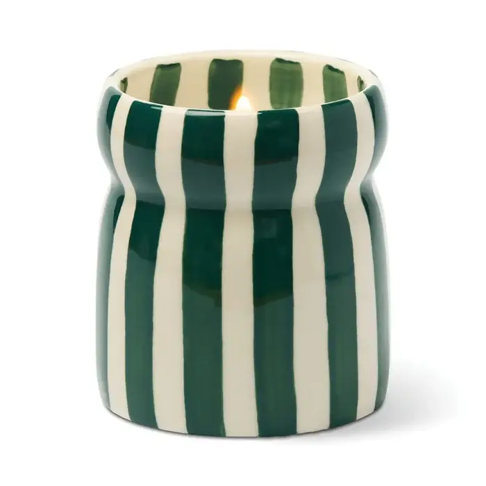 PADDYWAX PADDYWAX CABANA TEAL STRIPED CERAMIC CANDLE ISLA FRESCA