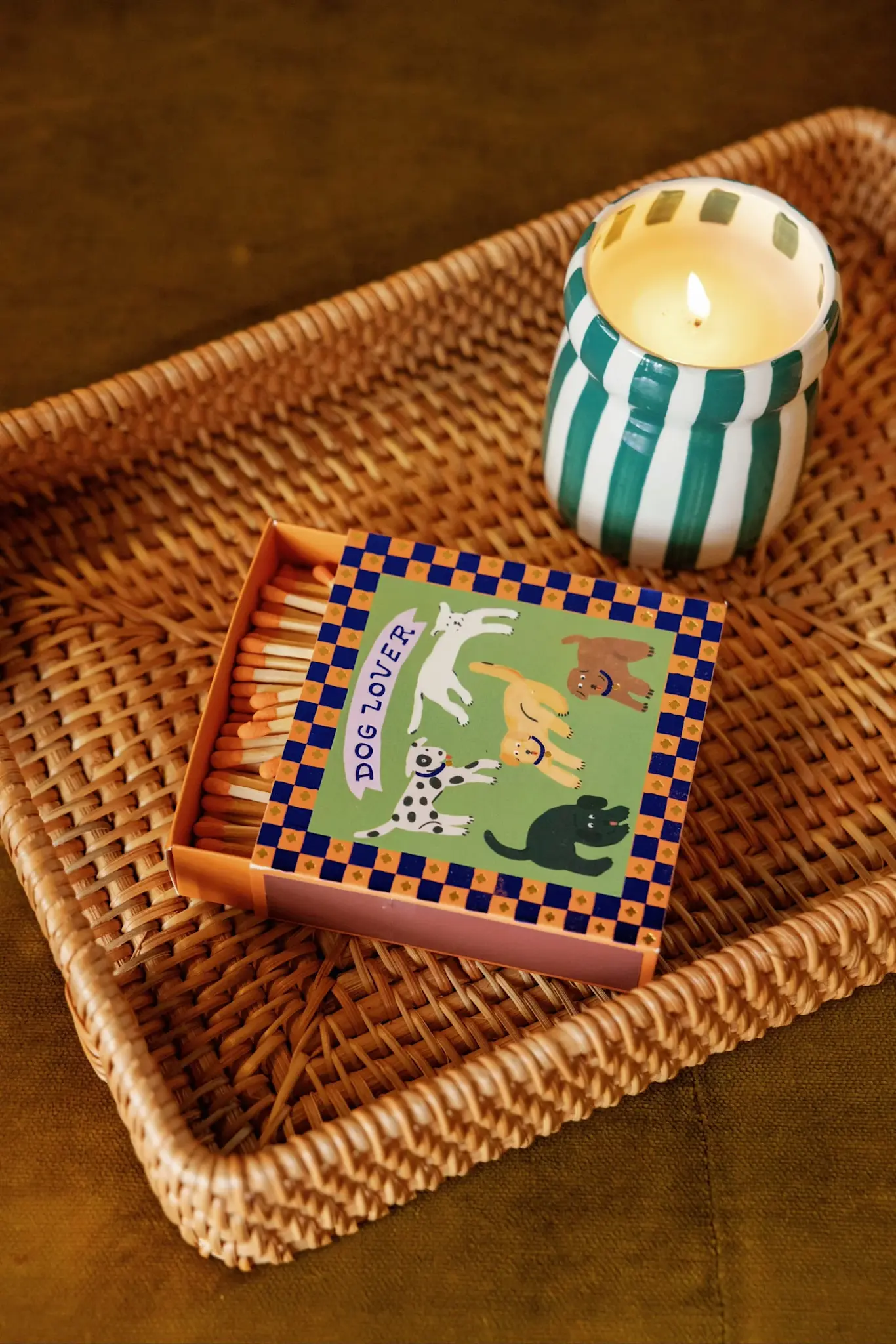 PADDYWAX PADDYWAX CABANA TEAL STRIPED CERAMIC CANDLE ISLA FRESCA