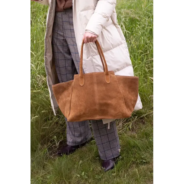 ZUSSS ZUSSS SUEDE SHOPPER BAG MID BROWN