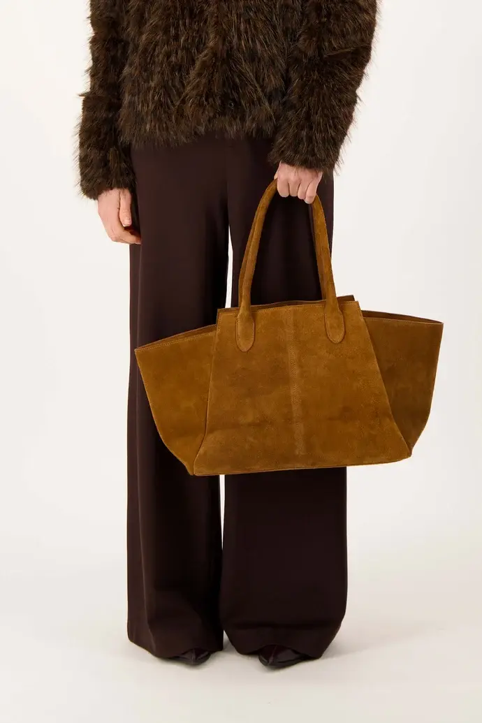 ZUSSS ZUSSS SUEDE SHOPPER BAG MID BROWN