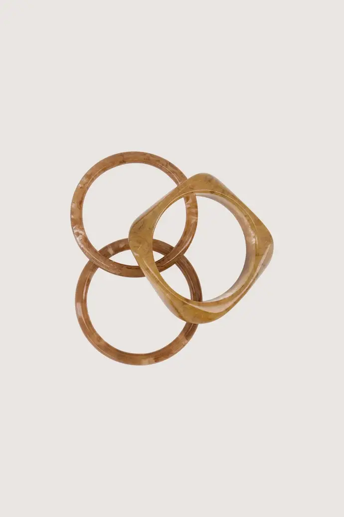 ZUSSS ZUSSS RESIN BRACELET SET GREY OYSTER/ HAZELNUT/ DARK CHOCO