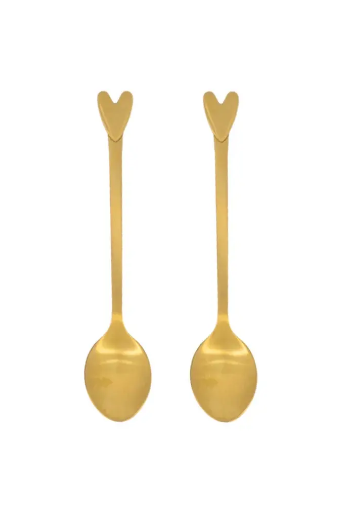 ZUSSS ZUSSS COFFEE SPOONS HEART SET OF 2 GOLD