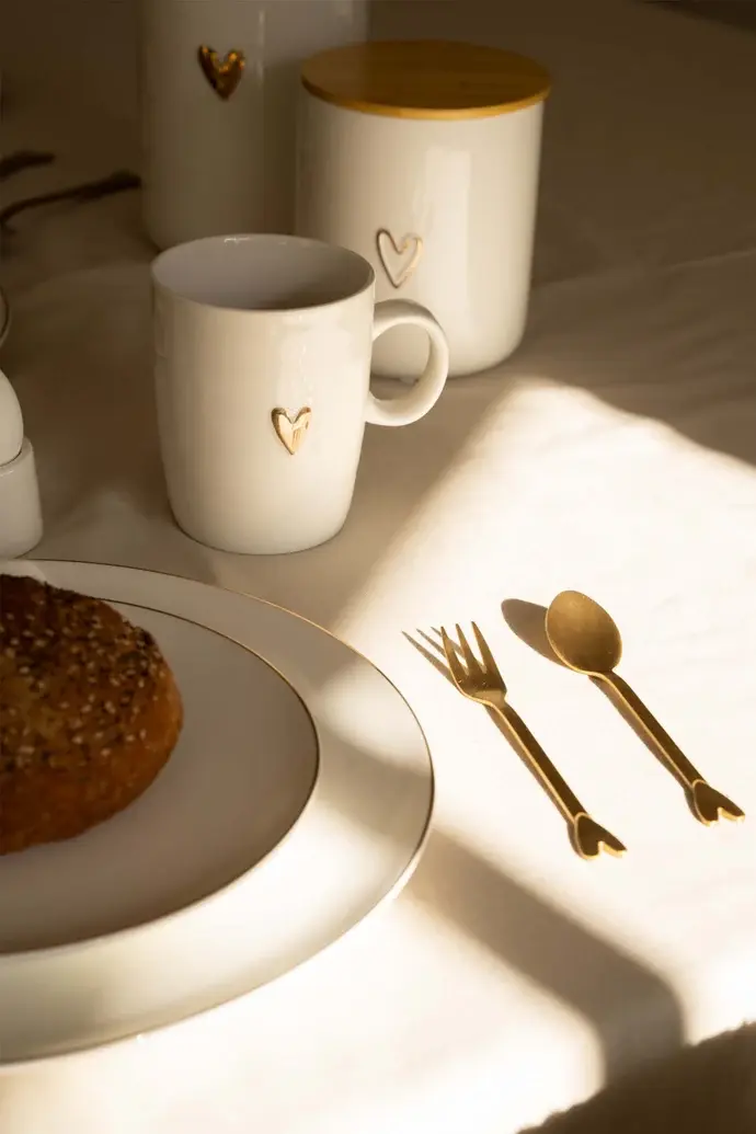 ZUSSS ZUSSS CAKE FORKS HEART SET OF 2 GOLD