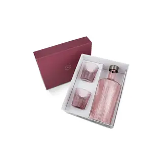 PAVEAU PAVEAU RIBBED BROOME GIFT SET (BORDEAUX) BOTTLE + 2 GLASSES