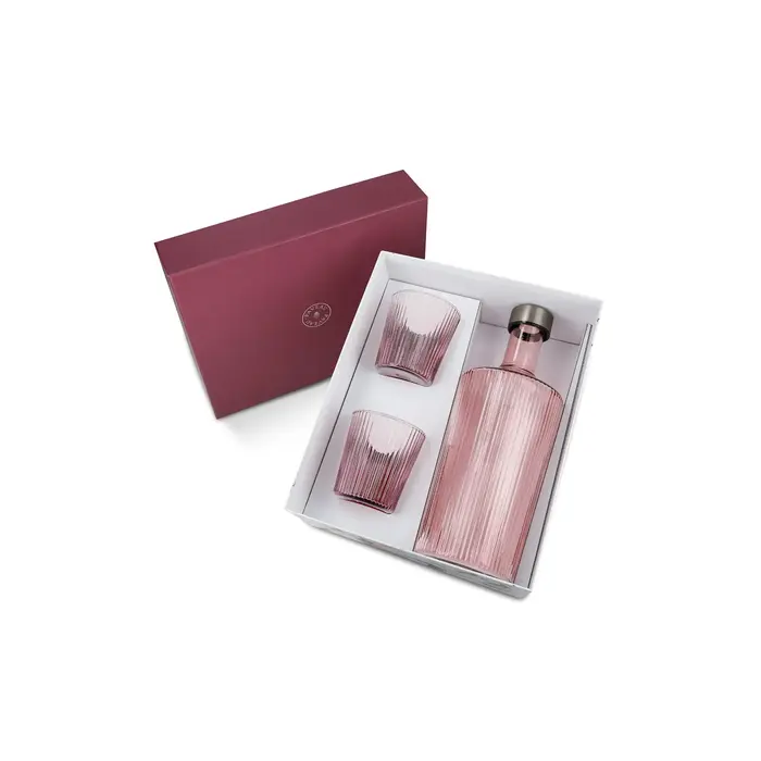 PAVEAU PAVEAU RIBBED BROOME GIFT SET (BORDEAUX) BOTTLE + 2 GLASSES