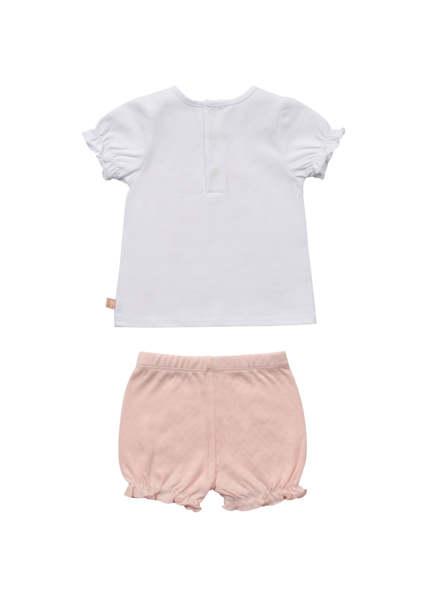 CARREMENT BEAU 2 delige set Tshirt + Bloomer wit/roze