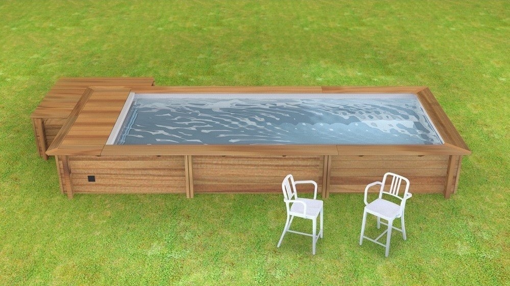 Houten Urban Stadszwembad 6.00 x 2.50 x 1.33 Met Automatisch Rolluik