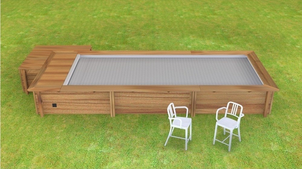 Houten Urban Stadszwembad 6.00 x 2.50 x 1.33 Met Automatisch Rolluik