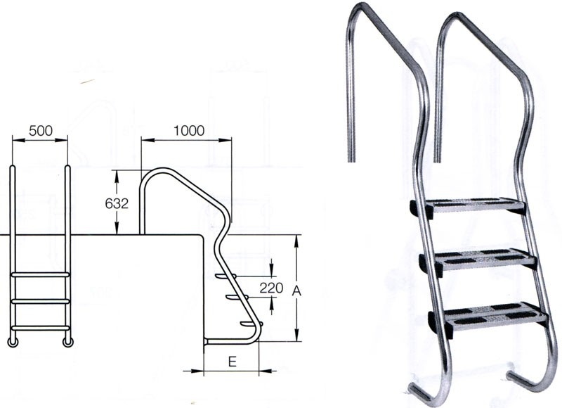 Easy Access Zwembadtrap 3-treden AISI 316