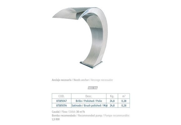 Bali Waterval gepolijst 316 AISI