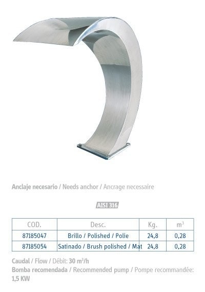 Bali Waterval gepolijst 316 AISI