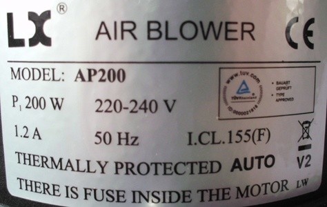 LX AP200 Lucht Pomp Blower voor Jacuzzi, spa en bubbelbad