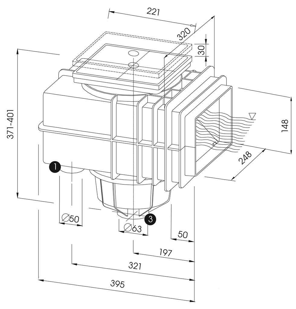 MTS Skimmer V20  voor beton zwembaden - diverse kleuren