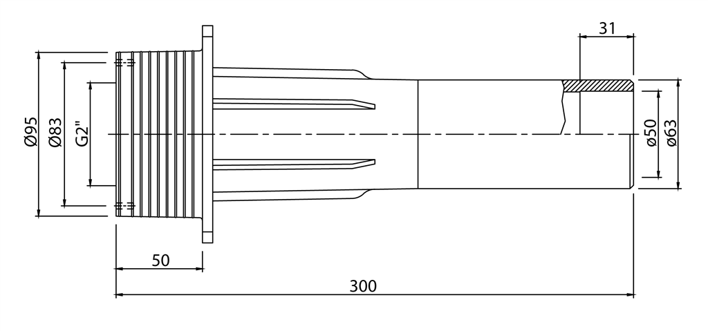 MTS wanddoorvoer / muurdoorvoer 300mm