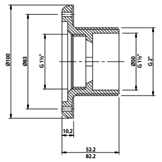 MTS Inlaatfitting ABS 2" buitendraad 40 mm Beton Baden - 3 kleuren
