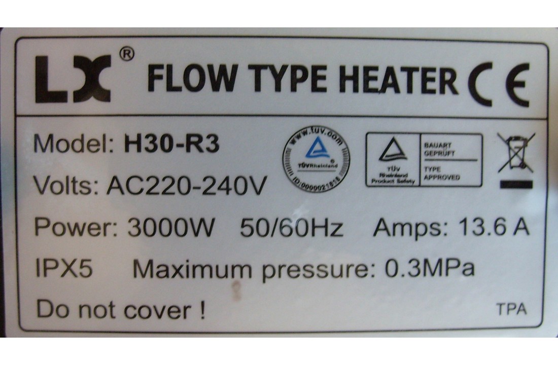 LX H30-R3 3.0KW 1.5 inch Spa heater (T-Vorm)