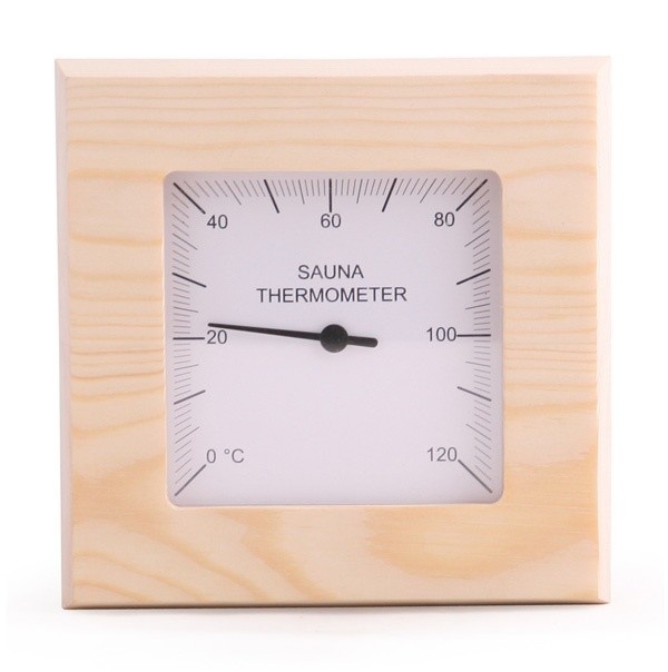 Sauna Thermometer Vierkant Pine Wood