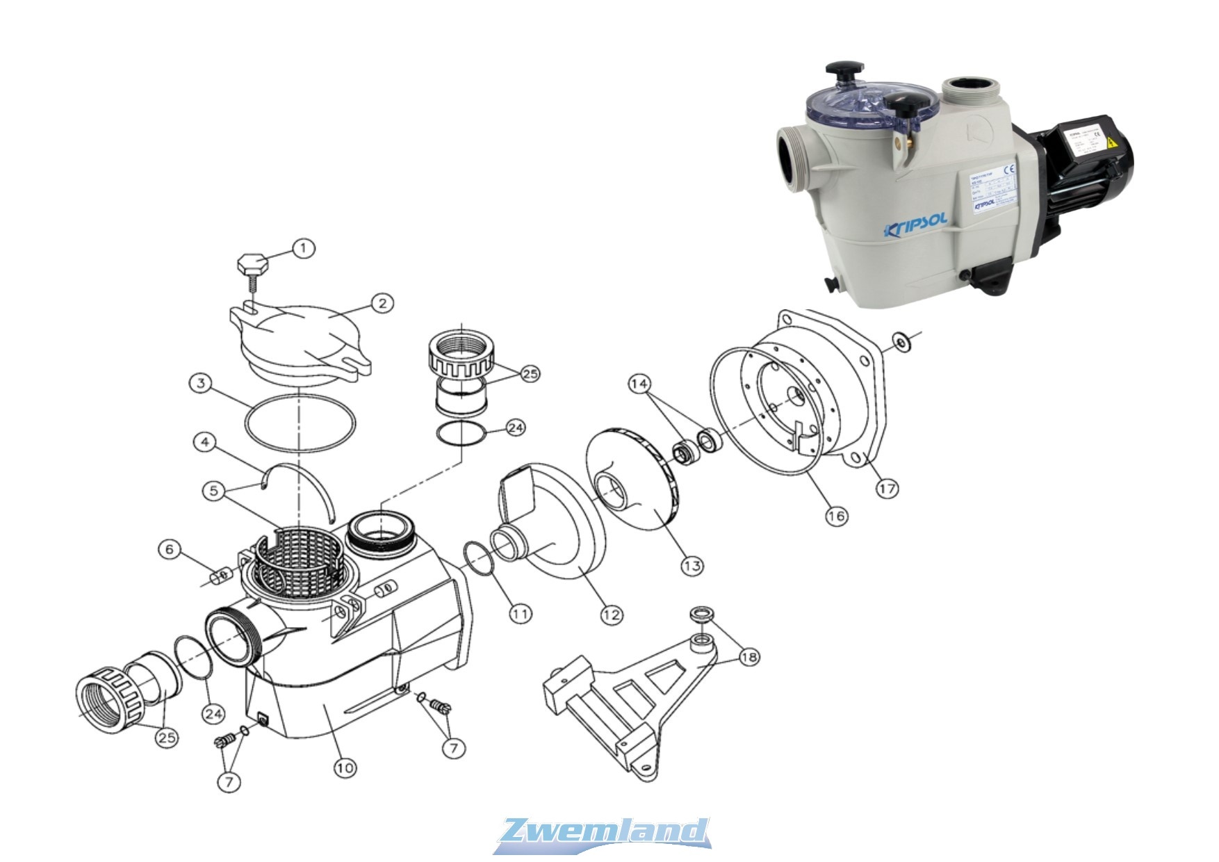 Kripsol Koral KS Zwembadpomp Motor Sealset