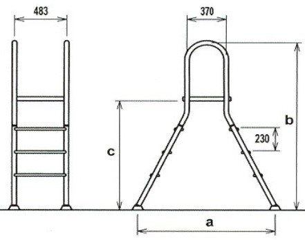 Zwembadtrap A-Frame 1 + 5 Treden AISI 304